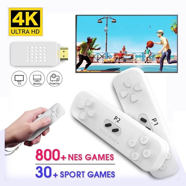 Y2 Fit 4K HDTV Retro Game Stick integrado en más de 800 juegos NES con controlador inalámbrico 2,4G Gamepads consola con sensor de movimiento reproductor de videojuegos