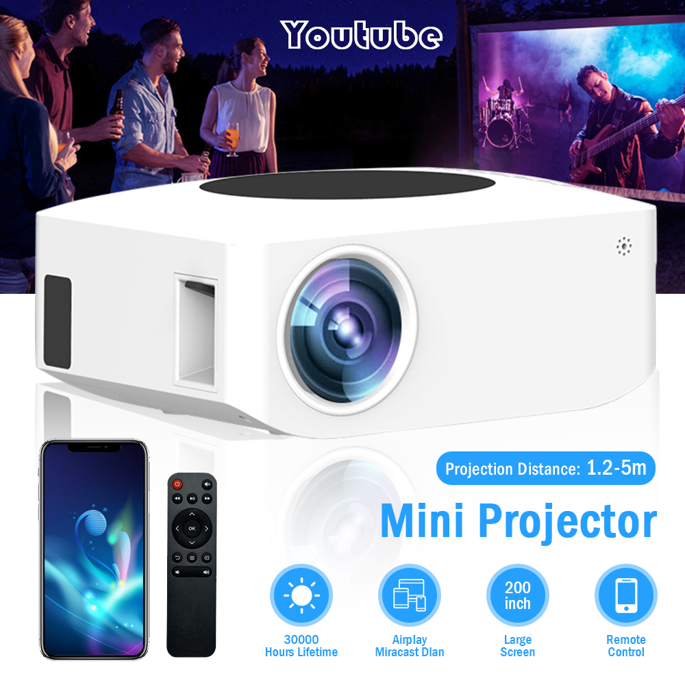 Y2 HD Mini projecteur 1080P pris en charge Youtube Home HDMI Theater Mini projecteurs de film en plein air pour le bureau à domicile