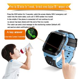 Y21 Kinderen GPS Smart Watch Anti-Lost Flashlight Smart Polshorloge SOS Call Location Device Tracker Kid Safe Bracelet voor Android iPhone iOS