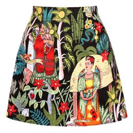 Y2K 2024 Ladies Mini Skirts Faldas Mujer Moda Black Floral Print Plaid Summer Cotton Short Sexy A Line SS0008 240420