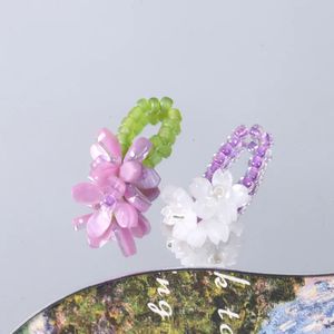 Y2K acrylique Miyuki perles élastique mignon résine fleur bague avec breloque pour filles femmes mode bohême coréenne bague fête bijoux cadeaux 240311