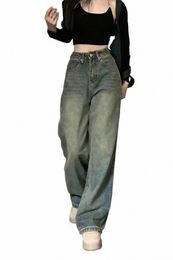 Y2K Baggy Casual Wide Leg Jeans Femmes Streetwear All-Match Wed Denim Pantalon Femme Vintage 90S Taille Haute Pantalon Droit c7wK #