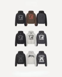 Y2k Zwarte Retro Akimbo Schieten Huis Print Patroon Mannen Hoodie NABIJHEID Mode Zip Up Hoodies Harajuku Straat Sweatshirt 240127