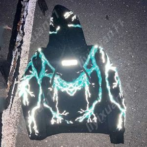 Y2k Merk Designer Mode Kleding Heren Sweatshirts Hoodies Ontbrekend sinds donderdag 3M Lightning Hoodie Reflecterende trui 6669 4085