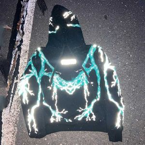 Y2K Brand Designer Fashion Clothing Mens Sweatshirts Hoodies ontbreken sinds donderdag 3M Lightning Hoodie Reflecterende pullover sweater 5360