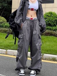 Pantalon Cargo Y2K pour femmes, Streetwear des années 90, Baggy, jambes larges, droit, survêtement de printemps, grandes poches, survêtement surdimensionné, 240223