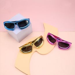 Y2k enfant mignon lunettes de soleil enfants enfants argent rose rose cadre bleu mode garçons filles uv400 protection miroir des lunettes