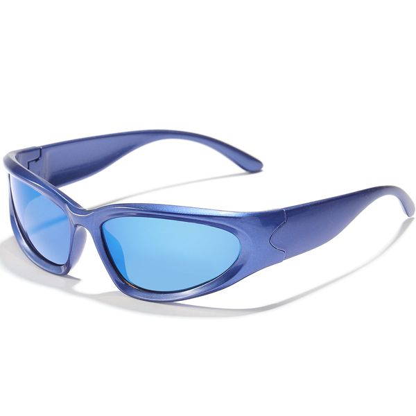 Gafas de sol bonitas para niños Y2K, montura plateada, rosa y azul, gafas de protección UV400 para niños y niñas, gafas de espejo SG611