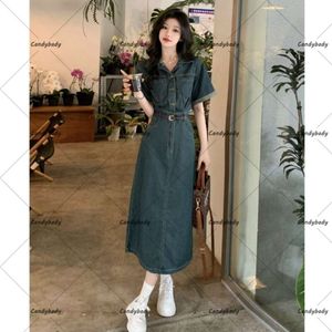 Y2k Kleding Vrouwen Casual High Street Denim Jurk Vrouwelijke 2023 Amerikaanse Nieuwe Trend Geavanceerde Hong Kong Retro Chic Een Woord lange Rok