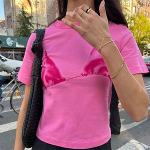 Y2K crop top esthetische kleding dames zomerbeha bedrukte ronde hals korte mouwen T-shirt baby T-shirt casual straatkleding 240118