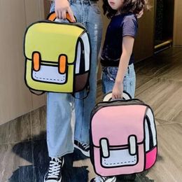 Y2K mignon 2D dessin dessin animé sac à dos Anime 3D bande dessinée étudiant cartable Kawaii adolescent sac à dos drôle enfants sac de voyage Mochila hy