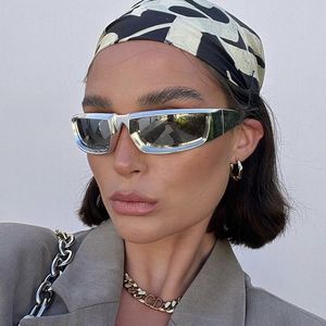 Y2K Cyber Punk Gafas de sol Mujer Hombre Diseño de lujo Futurista UV400 Espejo unisex Gafas de sol Conductor deportivo Exterior Plata Blanco Gafas SG514