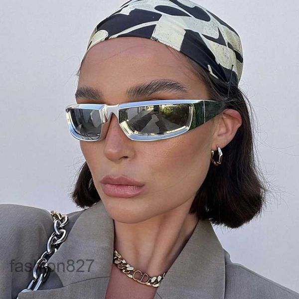 Y2K Cyber Punk Gafas de sol Mujeres Hombres Diseño de lujo Futurista UV400 Espejo unisex Gafas de sol Conductor deportivo Gafas blancas plateadas al aire libre SG5141DGR