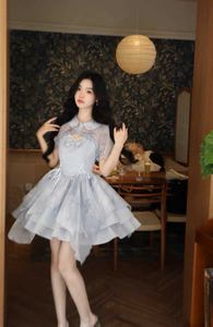 Y2K femmes élégantes robe doux décontracté imprimé volants nœud Kawaii fée Vintage soirée princesse Mini robe 2023 été nouveau