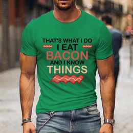 Y2K Fashion Vêtements Je mange du bacon et je connais les choses graphiques t-shirts hommes esthétique Shirt surdimension