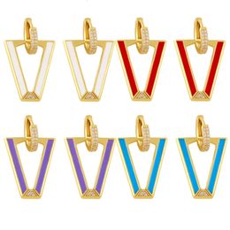 Y2K Mode Eenvoudige Driehoek Geometrische Drop Earring Voor Vrouwen Koreaanse Snoep Kleur Druipende Olie Oor Ring Trendy Partij Sieraden Geschenken 240227