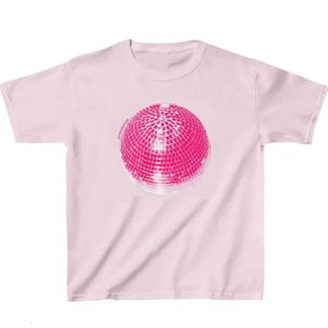Y2K Harajuku Tops Women Disco Ball Print T-Shirts Streetwear Crop Top Aesthetic Gothic Baby Tees Slim 2000s Vintage Emo Girls 240510