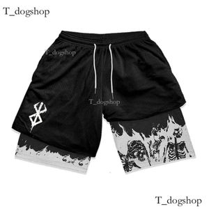 Y2K Hellstar Men's Designer Shorts Black Anime Berserk Manga Print Gym Compression Stretchy Sports Séchon Fitness Sécheur Summer 453