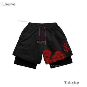 Y2K Hellstar Men's Designer Shorts Black Anime Berserk Manga Print Gym Compression Stretchy Sports Séchon Fitness Séchure Summer 750