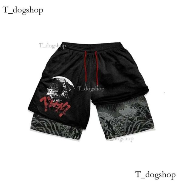 Y2K Hellstar Men's Designer Shorts Black Anime Berserk Manga Print Gym Compression Stretchy Sports Séchon Fitness Séchure Summer 589