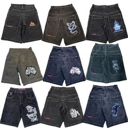 Y2K Hip Hop JNCO baggy jeans Denim Shorts vintage patroon Mannen Vrouwen Zomer Harajuku Gothic Mannen Basketbal Shorts Streetwear 240311