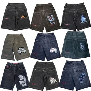 Y2K HIP Hop Jnco Baggy Jeans Denim Shorts Vintage Patroon Men Dames Vrouwen zomer Harajuku Gothic Men Basketball Shorts Streetwear 240325
