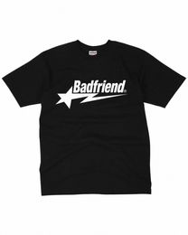 Y2K Hip Hop Carta Impresa Camiseta Badfriend Impreso Tops de gran tamaño Nuevo Harajuku Fi Casual All Match Tops sueltos Streetwear f4ck #