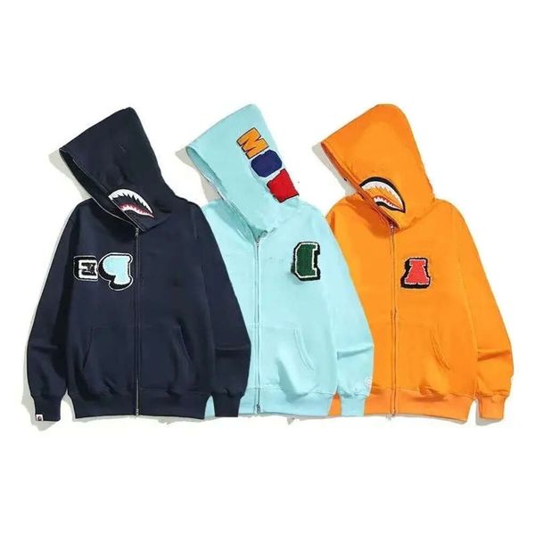 Y2k Sweat à capuche Designer Pull Mignon Requin / Ours Style Lettre Surdimensionnée Imprimé 2023 New Arivval Full Zip Up Cam Jacket Cardigan à capuche 10 Col 74