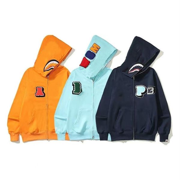 Y2k Sweat à capuche Designer Pull Mignon SHARK BEAR STYLE Lettre surdimensionnée Imprimer 2023 New Arivval Full Zip Up Cam Jacket Cardigan à capuche 1280h