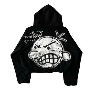 Y2K Hoodie Harajuku Hip Hop Cartoon Grafische print Zwart Oversized Hoodie Sweatshirt Mens Dames Gothic Pullover Hoodie Kleding 240407
