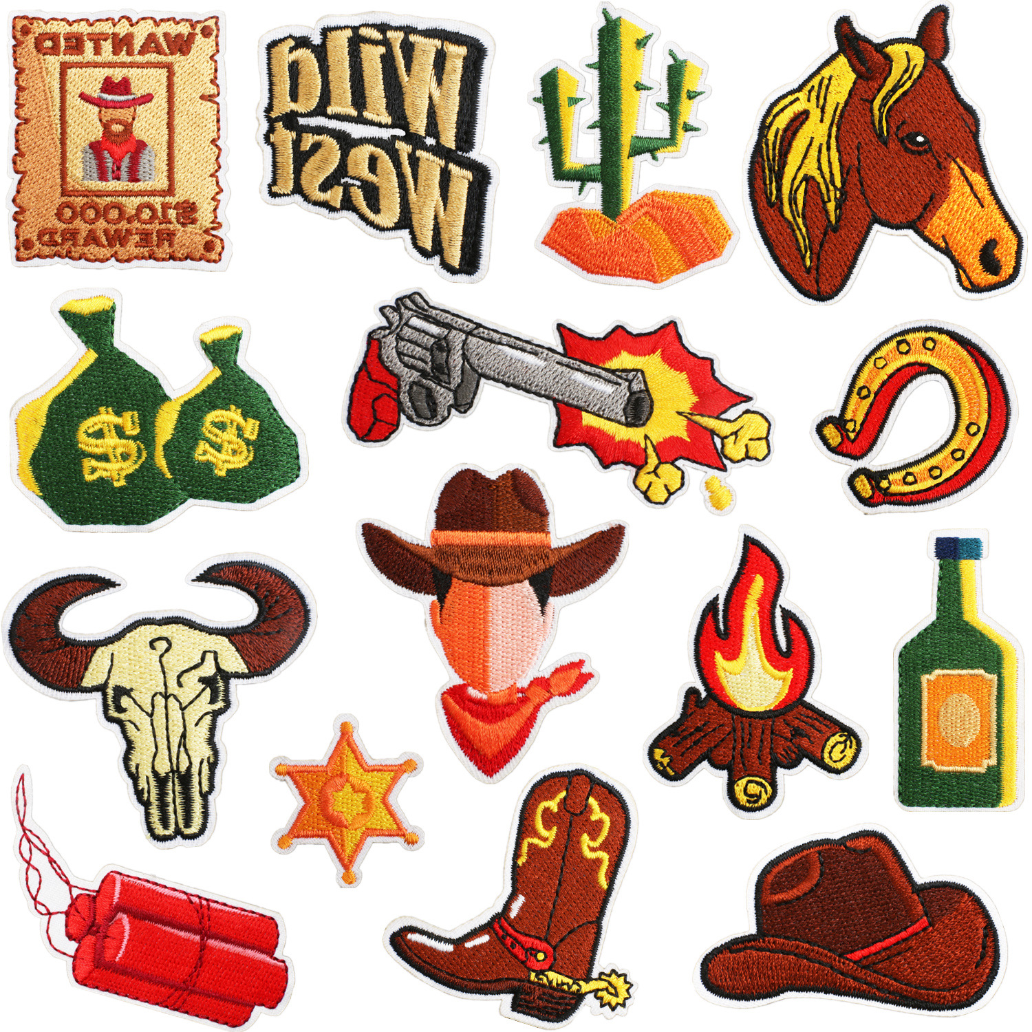 Y2K Patchs thermocollants pour vêtements à coudre sur appliques de réparation Patch brodé Décorations West Cowboy Badge DIY Veste Sac à dos Chapeau Vêtements Accessoires