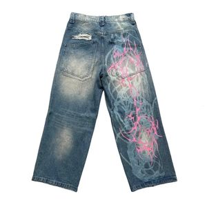 Y2K Jeans Femmes HARAJUKU HIP HOP HOP SOVIDERS MOTEL JNCO BAGGY JEAN PANTAL BLACK GOTHIC HIGH TAIL