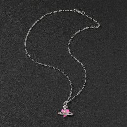 Joyería Y2K, collar de cadena con colgantes de corazón Punk, planeta Saturno para mujer, regalo femenino