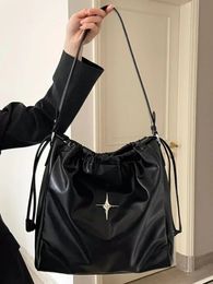 Y2K coréen Vintage Goth noir Hobo sac fourre-tout esthétique étoile fille sac à main sac à main épaule bandoulière messager Cross Body 240110