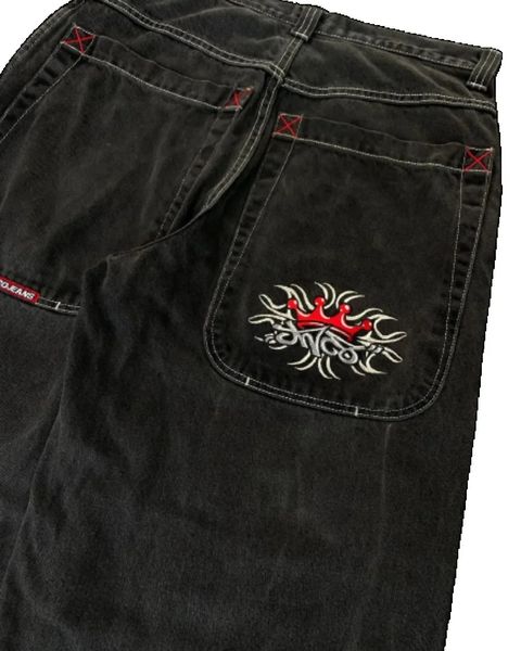 Y2K Lettre Brodée JNCO Jeans Hip Hop Baggy Jeans Pantalon Noir Hommes Femmes Harajuku Mode Taille Haute Pantalon Large 231220