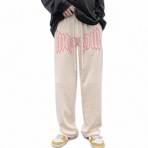 Y2K Hommes Pantalons Joggers Pantalons de survêtement Style coréen High Street Casual Jambe large Droite Baggy Lettre Imprimer Surdimensionné Pantalon de survêtement 8XL U4mA #
