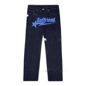 Y2k calças de brim dos homens badfriend jeans hip hop carta impressão calças pretas das mulheres dos homens nova moda casual rock pé largo calças largas streetwear 996