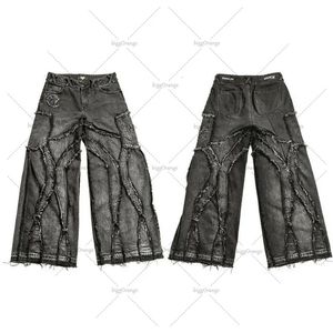Y2k vieux délavé hommes Hip Hop surdimensionné jean mode décontracté Punk Rock ample droit large jambe pantalon Streetwear 230226