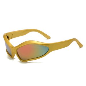 Lunettes de soleil de créateurs masculins 2024 Y2K Bloc de couleur ovale personnalisée Hip Hop Concave Fashion Trendy Sunglasses