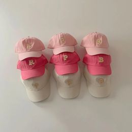 Y2K Pink Baseball Cap voor kinderen Koreaanse brief Hip Hop Peaked Hat For Boy Girl Summer Solid Color Cotton Soft Top Kids Sun Hat 240510