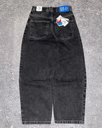 Y2K Polar Big Boy Jeans blancos Hip Hop Gráfico de dibujos animados Bordado Baggy Hombres Mujeres Harajuku Pantalón ancho de cintura alta 240318