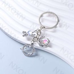 Y2K Pretty Planet Rabbit Moon Ema Keychain Dieren Space Key Ring For Women Men Vriendschap Gift Handgemaakte sieraden Set