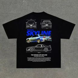 Y2k Retro Mannen T-shirt Racing Grafische Print Oversized Harajuku Amerikaanse Gothic Paar Casual Streetwear Top Grafische T-shirts 240315