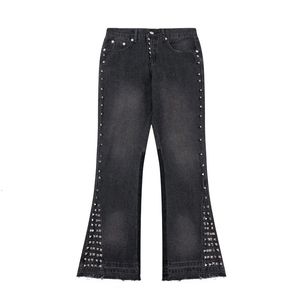 Y2K Side Rivet Patchwork Pantalones Hombre Baggy Jeans pour hommes et femmes Lavage Streetwear Casual Flare Denim Cantant surdimensionné 240429