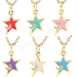 Y2K Simple étoile lune colliers pendentif élégant multicolore doré chaîne tour de cou tendance mariage fête bijoux cadeaux