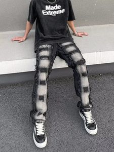 Y2K Jeans empilé Hip Hop Streetwear Ripped Pantal