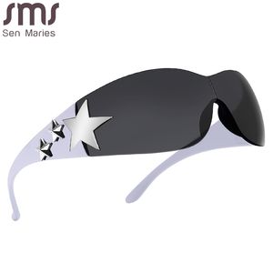 Y2k Star Decor lunettes de soleil enveloppantes nouvelles femmes 2000'S Punk lunettes de soleil marque Designer lunettes Gogglr hommes lunettes de sport Oculos