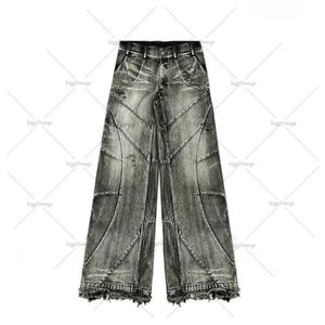 Y2K Streetwear Punk Hip Hop Jeans West Workwear Rap Style Rap Style Loose Wash Plus Size kleding Men Meding Pants 240412