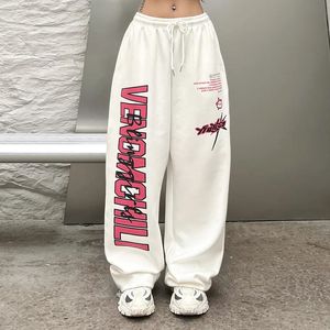 Y2K Streetwear pantalon de survêtement blanc femmes Harajuku Hippie pantalon de survêtement à jambes larges surdimensionné séchage rapide imprimé pantalon de jogging 240321