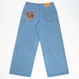 Y2k estilo jeans homens harajuku hip hop gráfico bordado baggy denim calças gótico streetwear cintura alta perna larga calças 2023 240104